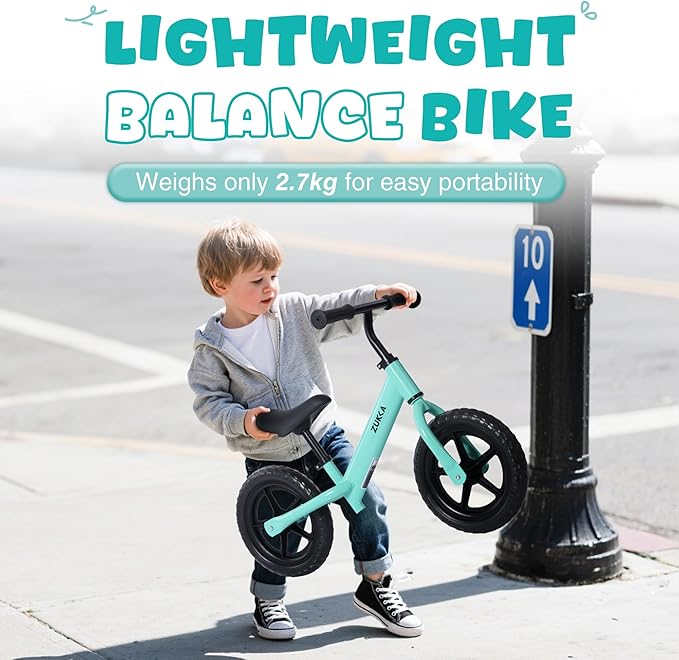 12 inch Toddler Balance Bike Adjustable Handlebar & Seat Anti-Slip Grip Suitable for 2-5 Years Old with Footrest Lightweight for Tolddlers Boys Girls Multiple Colors to Choose-GravixFit