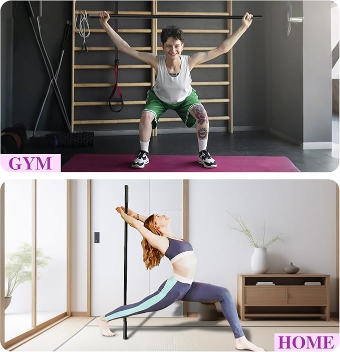 5ft Yoga Stick - Sturdy Steel Adjustable Stretching Stick for Mobility,Flexibility & Balance | Non-Slip Ends & Foam Handles | Exercise Pole for Fitness,Physical Therapy,Posture Correction-GravixFit