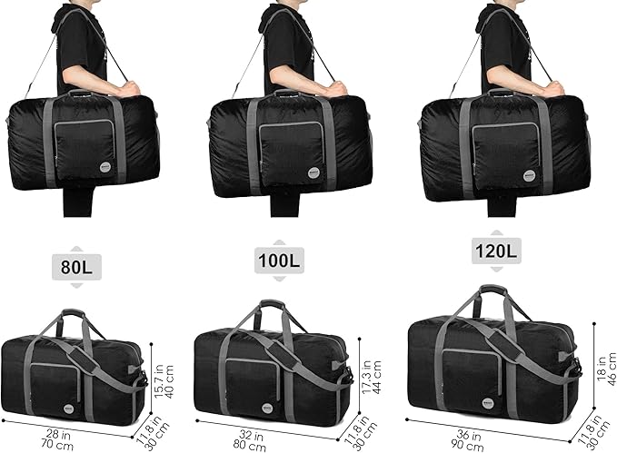 WANDF Foldable Travel Duffel Bag 60-120L Duffle Carry on for Women and Men-GravixFit