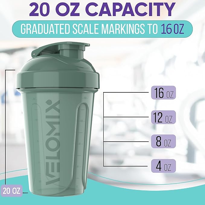 '-6 PACK- 20 OZ Protein Shaker Bottles for Protein Mixes, Shaker Cups for Protein Shakes, Small Shaker Bottle Pack, Shaker Cup, Shakers for protein Shakes (Nature Tones - 6 Pack)-GravixFit
