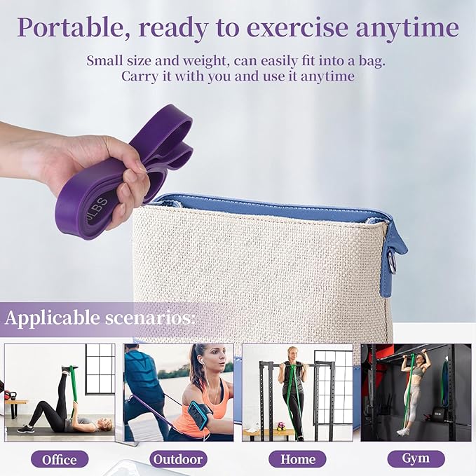 Resistance Bands for Working Out, Pull Up Assistance Bands, Exercise Workout Bands for Men & Women, Gym Bands with Door Anchor & Handle, Stretching Bands for Physical Therapy, Muscle Training-GravixFit