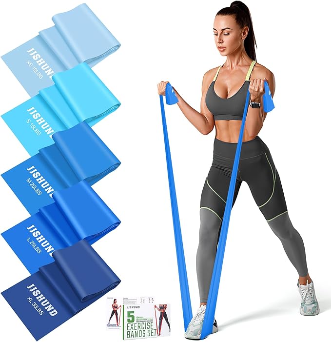 5 Pcs Resistance Bands, Professional Exercise Bands Elastic Stretch Bands for Fitness Yoga Pilates Stretching Strength Training, Workout Bands for Women and Men Home Gym-GravixFit