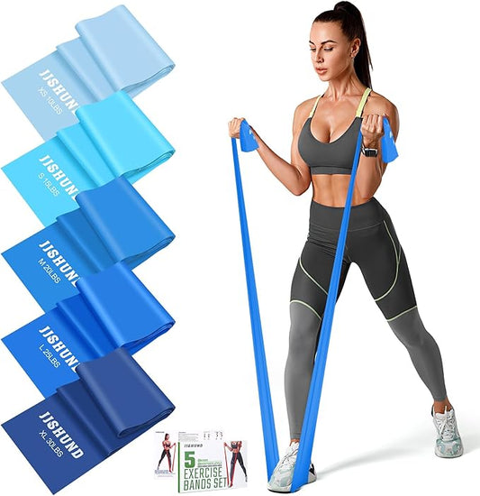 5 Pcs Resistance Bands, Professional Exercise Bands Elastic Stretch Bands for Fitness Yoga Pilates Stretching Strength Training, Workout Bands for Women and Men Home Gym-GravixFit