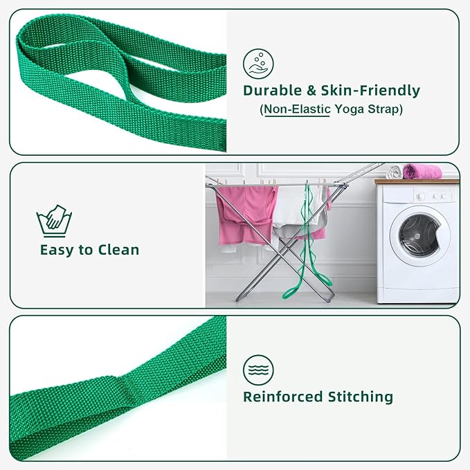 Stretching Strap Yoga Straps for Physical Therapy, 10 Loops Non-Elastic Stretch Band for Pilates, Flexibility, Exercise and Gymnastics-GravixFit