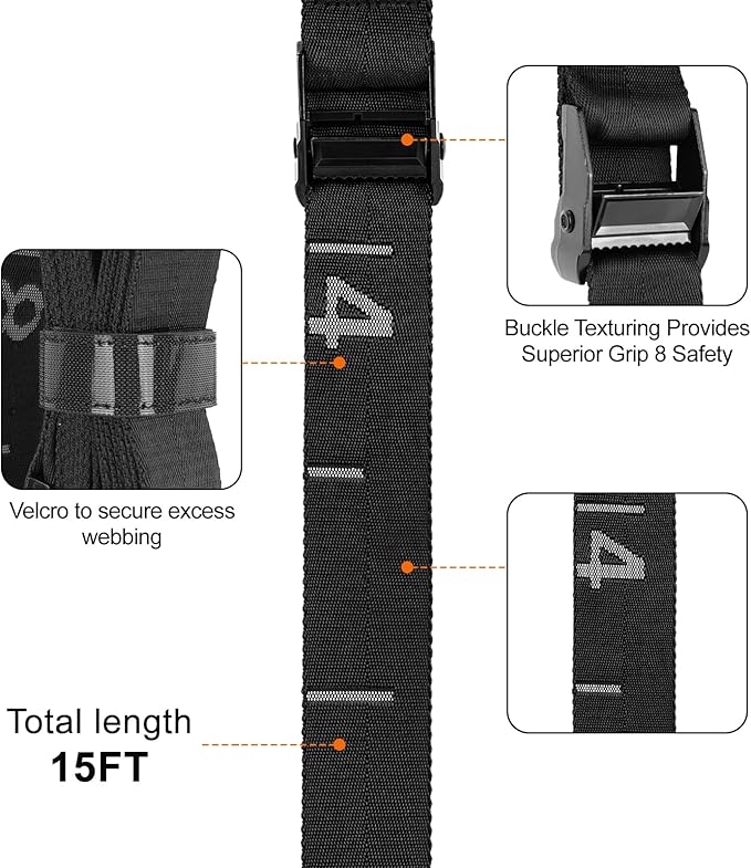 Teamaze Gymnastics Rings Straps with 15 FT Adjustable Number Buckle for Pull-Up Bar Workout Exercise Gym Hanging Rings Indoor (One Pair Strap Only)-GravixFit