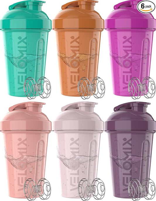 '-6 PACK- 20 OZ Protein Shaker Bottles for Protein Mixes, Shaker Cups for Protein Shakes, Small Shaker Bottle Pack, Shaker Cup, Shakers for protein Shakes (Rose Garden - 6 Pack)-GravixFit