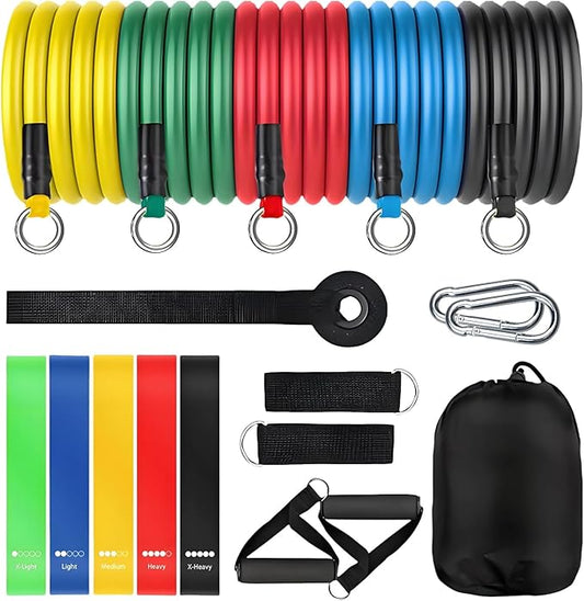 Exercise Bands Resistance Bands Set,Resistance Bands for Physical Therapy,Exercise Bands with Handles,Workout Bands Resistance for Women & Men(150 LBS)-GravixFit
