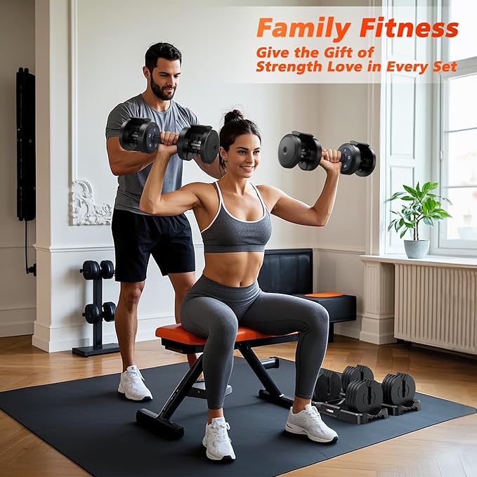 Adjustable Dumbbells Set of 2, 1 Hand Adjustable Weights Dumbbells Set, 5 in 1/10 in 1 Free Dumbbell with Anti-Slip Texture Handle, 25/55/80lb Pair Weight Set For Home Gym Suit both Men and Women-GravixFit