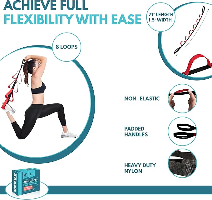 Stretching Straps for Flexibility, Balance, and Leg Stretching – Multiple Styles for Yoga, Ballet, Dance, Gymnastics & Physical Therapy-GravixFit