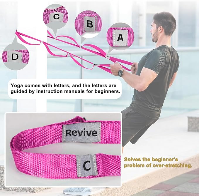Stretching Strap Yoga Strap with 10 Loops, Non-Elastic Stretch Band for Physical Therapy, Flexibility, Exercise, Pilates, Dance & Gymnastics Workout-GravixFit