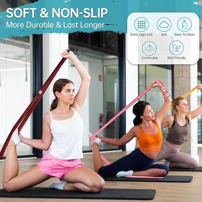 Yoga Exercise Adjustable Straps 8FT with Durable D-Ring for Pilates & Gym Workouts | Hold Poses, Stretch, Improve Flexibility & Maintain Balance-GravixFit