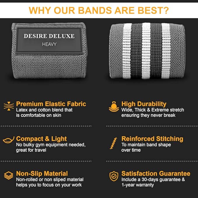 Desire Deluxe Resistance Band Exercise Workout Equipment Bands Set for Working Out Physical Therapy - Men & Women Elastic Stretch Booty Gym Equipment Accessories - Home, Fitness, Pilates, Yoga Pack 3-GravixFit