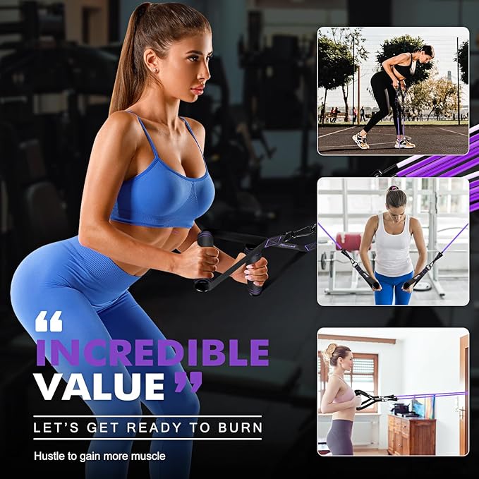 HPYGN Resistance Bands, Exercise Bands with Handles, Fitness Bands, Workout Bands with Door Anchor and Ankle Straps, for Heavy Resistance Training, Physical Therapy, Shape Body, Yoga, Home Workout Set-GravixFit