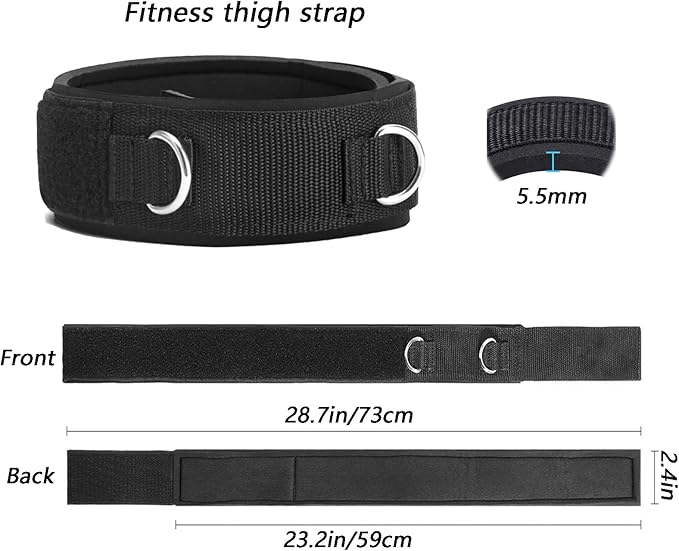 2Pcs Fitness Thigh Straps Soft Neoprene Padded Fitness Leg Exercise Attachment Adjustable Thigh Resistance Belt for Machines Gym Workout Speed Exercise Taekwondo Football Running-GravixFit