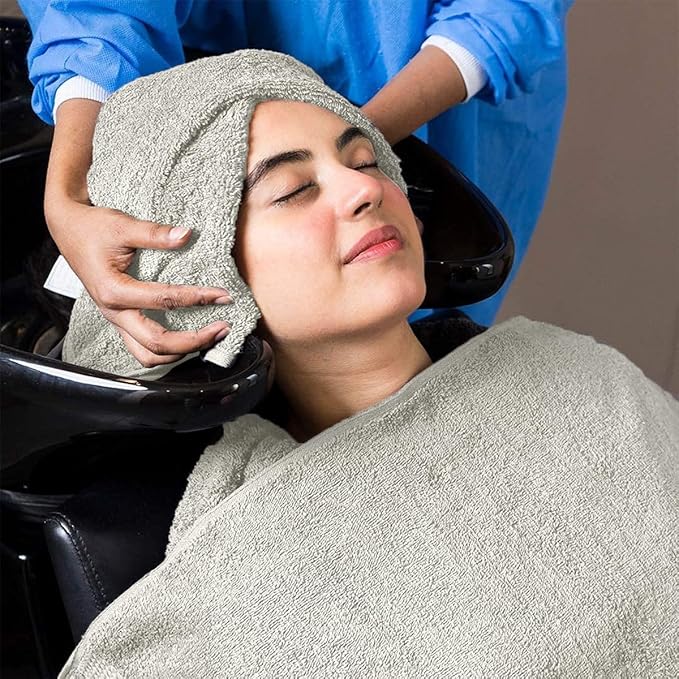 Avalon Salon Towel - Silver Hand Towels Bulk Pack of 24-100% Cotton Absorbent Spa, Facial & Gym Towels for Working Out - 16x27 Inches (Not Bleach Proof)-GravixFit