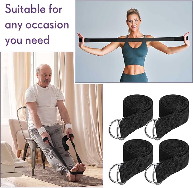 Jerify 10 Pcs Yoga Strap for Stretching Bulk 6ft Exercise Stretch Band with Metal D Ring Adjustable Pilates Non Elastic Yoga Stretch Belt for Women Men Physical Fitness Gym Workout Dance-GravixFit