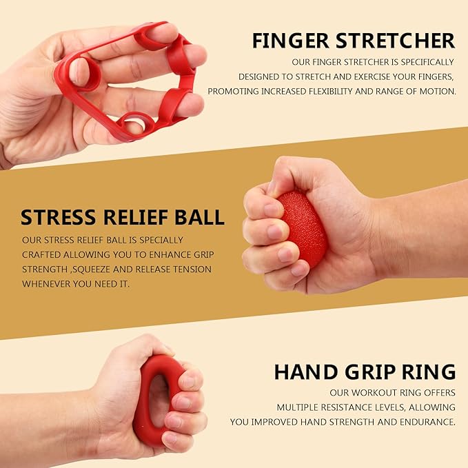 11PCS Grip Strength Trainer Kits, Hand Gripper Strengthener, Forearm Strengthener, Finger Strengthener, Finger Exerciser, Hand Exerciser, Stress Relief Ball, Grip Ring, for Muscle Building, Recover Hand Injury-GravixFit