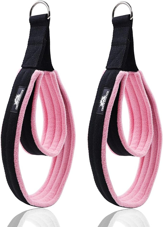 1 Pair Enhanced Pilates Double Loop Straps for Reformer, Thickened D-Ring Handle Straps, Yoga Exercise Accessories in 2 Lengths and Multicolor for Home Gym Workout-GravixFit