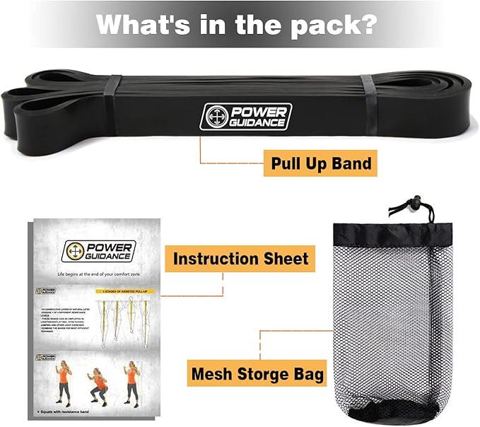 POWER GUIDANCE Pull Up Assist Bands - Stretch Resistance Band - Mobility Band - Powerlifting Bands - by Perfect for Body Stretching, Powerlifting, Resistance Training-GravixFit