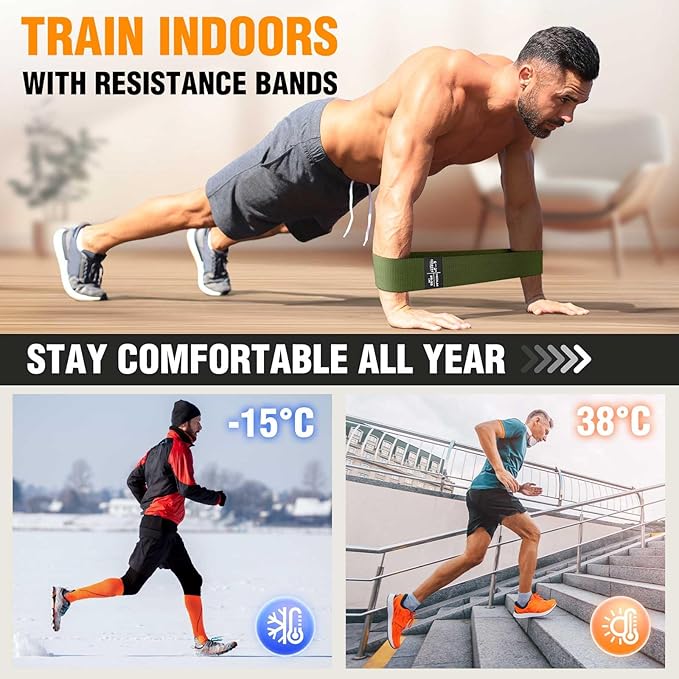 Fabric Resistance Bands for Working Out - Exercise Bands for Women and Men, Booty Bands for Legs and Glute, Yoga, Pilates, Rehab, Fitness and Home Workout-GravixFit