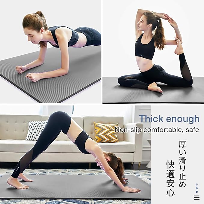 Thick Yoga Mat Non Slip, Large Size 72" L x 32" W x 0.6" TH, Premium Exercise & Fitness Mat with Carrying Strap and Bag, Workout Mats for Home-GravixFit