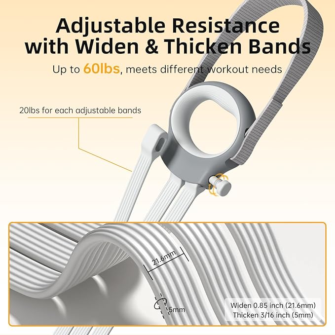 Figure 8 Fitness Resistance Bands with Handles, 20-60lb Adjustable Elastic Excercise Band, Non-Slip Fabric Silicone Bands for Strength Stretch Flexibility Training Arms Back Shoulder Chest Legs-GravixFit