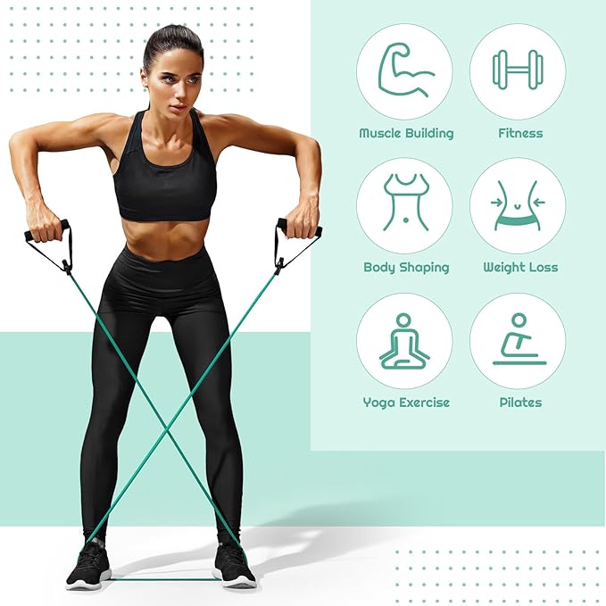 6 Pcs Fitness Resistance Exercise Bands 6 Tube Pedal Puller Resistance Band Set for Women Weight Loss Thigh Training Workout Equipment Elastic Arms Abdomen Shoulder Waist Leg Beginners Yoga-GravixFit