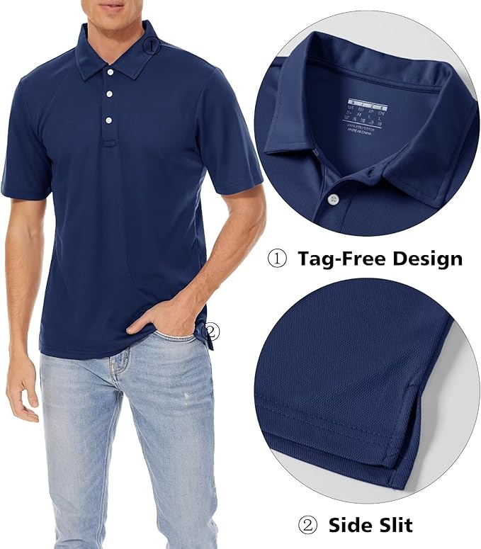 MAGCOMSEN Men's Polo Shirts 3 Buttons Casual Work T Shirts Quick Dry Short Sleeve Golf Shirt Pique Jersey Outdoor Performance-GravixFit