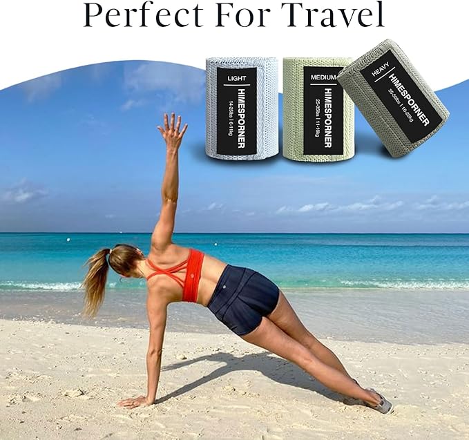 Wide Fabric Resistance Bands for Working Out, 3 Level Non-Slip Exercise Booty Bands for Women & Men Leg and Glutes with Hair Ties and Tape Measure - for Home Gym Workout, Yoga, Pilates-GravixFit