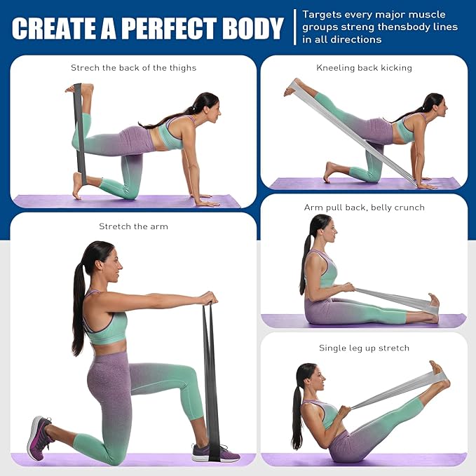 Resistance Bands, Exercise Bands, Physical Therapy Bands for Strength Training, Yoga, Pilates, Stretch Elastic Band with Different Strengths, Workout Bands for Home Gym-GravixFit