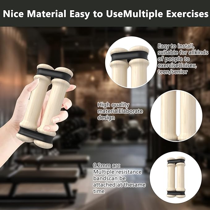 Rip Stick Portable Upper Body & Chest Workout Equipment with Adjustable Resistance Bands, Wooden Handles, Shoulder & Joint Rehab Home Gym – Muscle Strength & Flexibility Training (8 Bands Included)-GravixFit