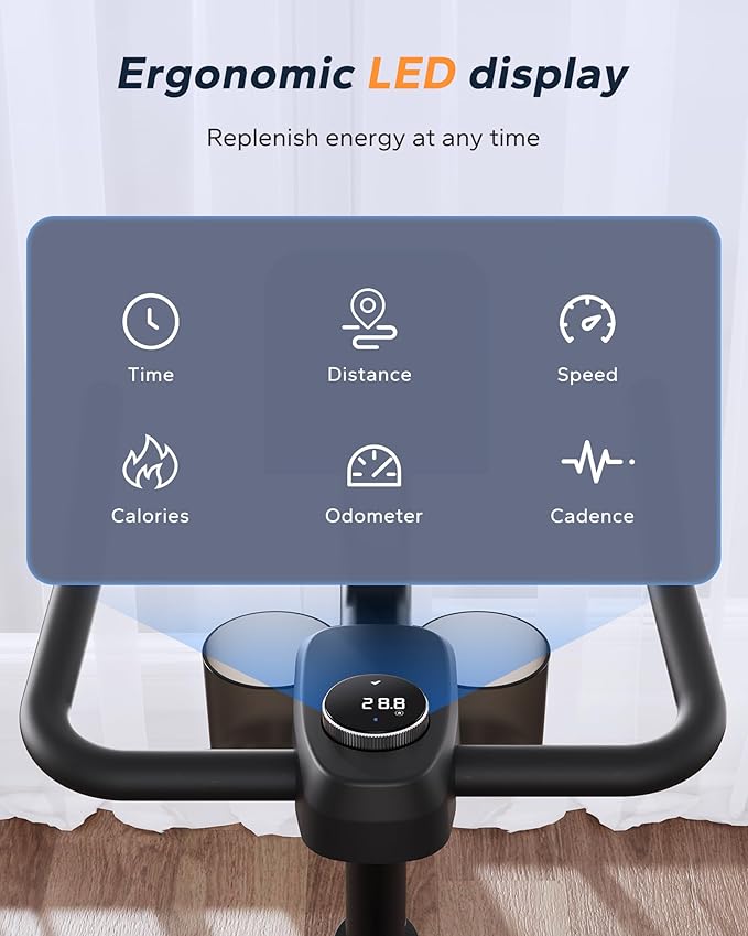 MERACH Exercise Bike, Brake Pad Stationary Bike with Exclusive App, Low Noise Indoor Cycling Bike with 300lbs Weight Capacity, Tablet Mount and Fitness Courses for Weight Loss-GravixFit