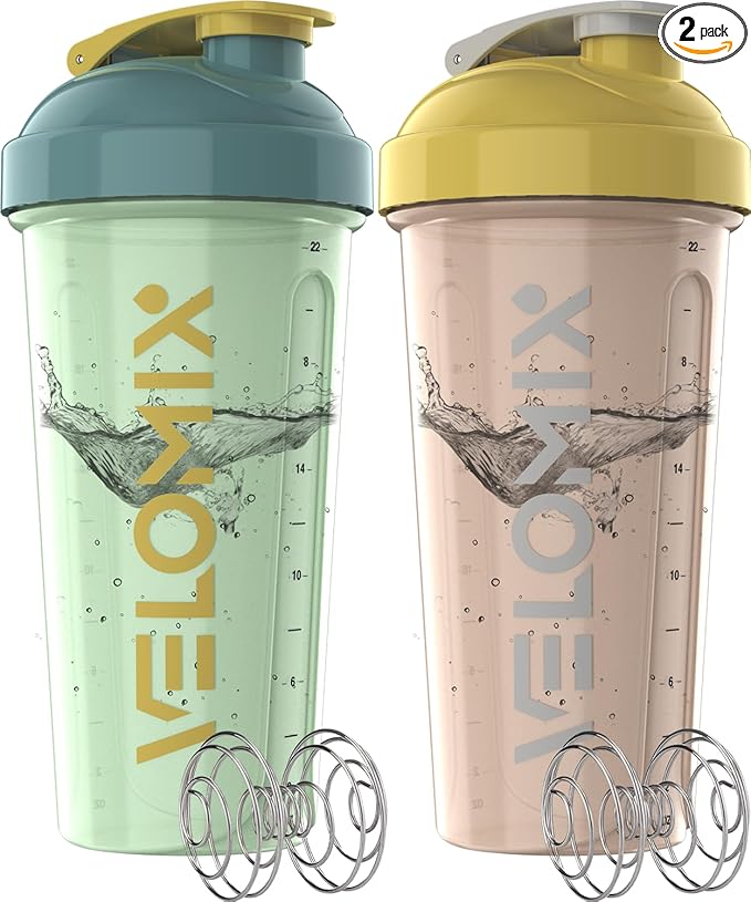 '-2 Pack- 28 oz Protein Shaker Bottles for Protein Mixes - 2x Wire Whisk | Leak Proof Shaker Cups for Protein Shakes | Protein Shaker Bottle Pack | Shakers for Protein Shakes-Soft Combo-GravixFit