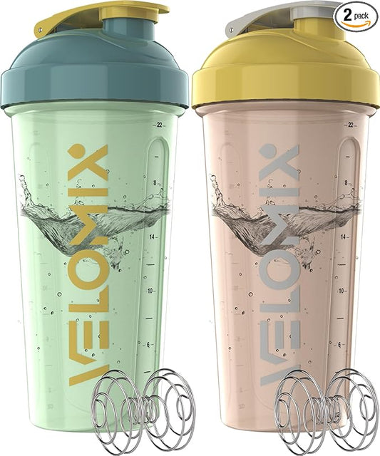'-2 Pack- 28 oz Protein Shaker Bottles for Protein Mixes - 2x Wire Whisk | Leak Proof Shaker Cups for Protein Shakes | Protein Shaker Bottle Pack | Shakers for Protein Shakes-Soft Combo-GravixFit
