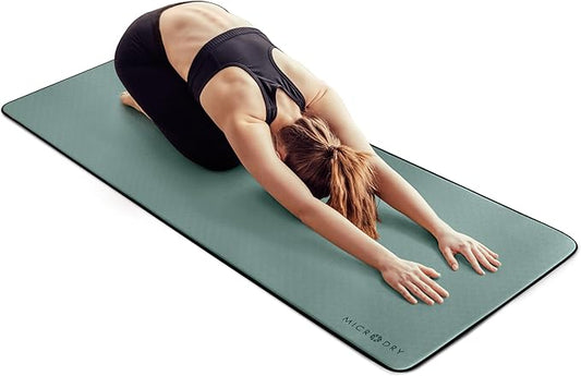 MICRODRY Deluxe Fitness Exercise Yoga Mat for Home & Gym, Extra Thick for High Impact Training, Multi Layered Skid Resistant Surface, Odor Neutralizing with Carrying Strap-GravixFit