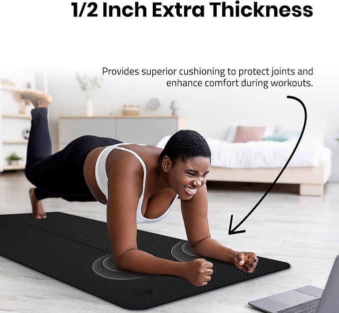 Extra Wide Yoga Mat for Men Women (72"L x 36"W) Non Slip Fitness & Exercise Mat with Alignment Marks for Yoga, Pilates, Floor Workouts-GravixFit