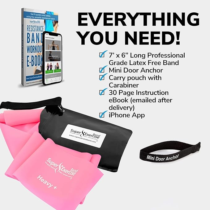 7Ft Long Resistance Bands for Stretching - Resistance Bands Set with Door Anchor - Exercise Bands Including Carry Pouch, E-Book & App - Latex-Free Workout Bands-GravixFit