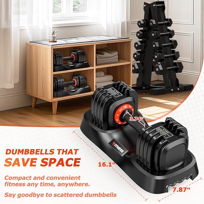 Adjustable Dumbbells Set of 2, 1 Hand Adjustable Weights Dumbbells Set, 5 in 1/10 in 1 Free Dumbbell with Anti-Slip Texture Handle, 25/55/80lb Pair Weight Set For Home Gym Suit both Men and Women-GravixFit