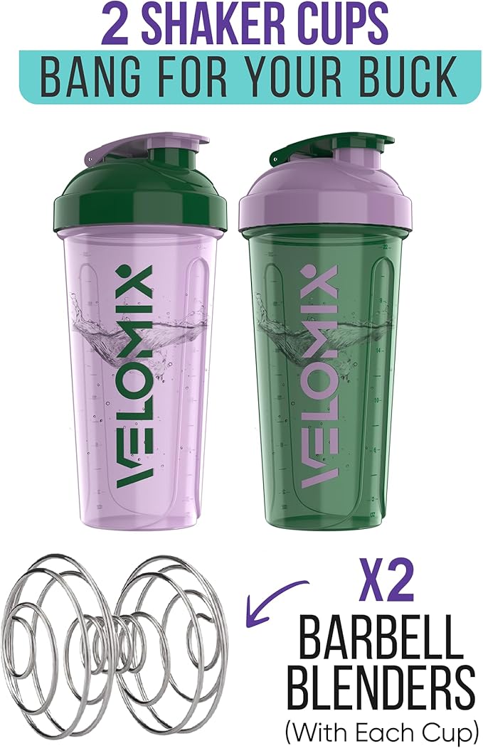 '-2 Pack- 28 oz Protein Shaker Bottles for Protein Mixes - 2x Wire Whisk | Leak Proof Shaker Cups for Protein Shakes | Protein Shaker Bottle Pack (Flower Set)-GravixFit
