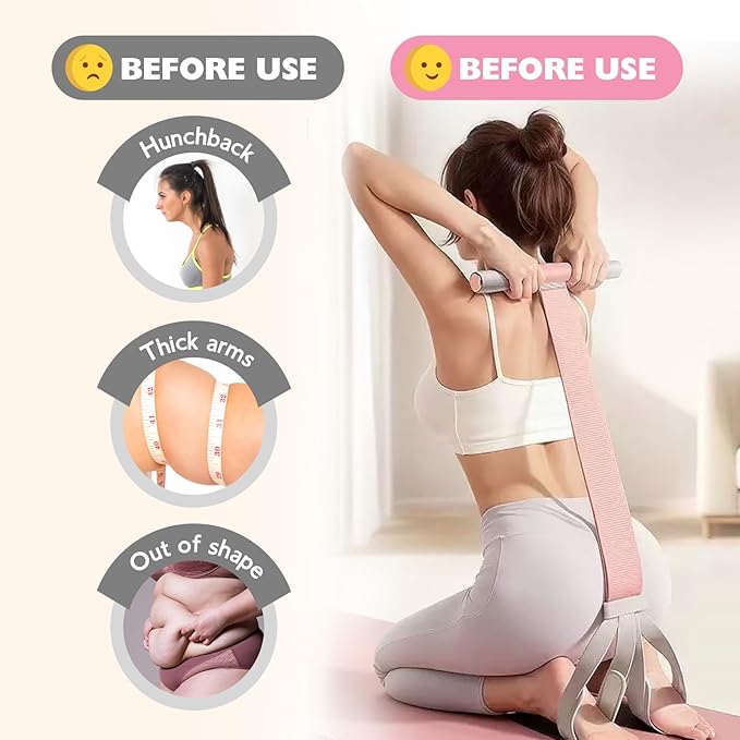 Fitness Resistance Band with Handles & Non-Slip Pedal, 150lb Fabric Exercise Bands, Yoga Starter Sets Sit Up Pull Rope for Full Body Strength Training, Stretch Band Workout Equipment-GravixFit