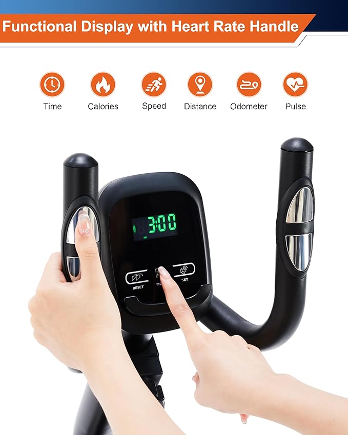 Recumbent Exercise Bike for Seniors - 400LB Weight Capacity Recumbent Bikes with Comfortable Seat, Pulse Sensor, 16-level Resistance, LCD Monitor-GravixFit