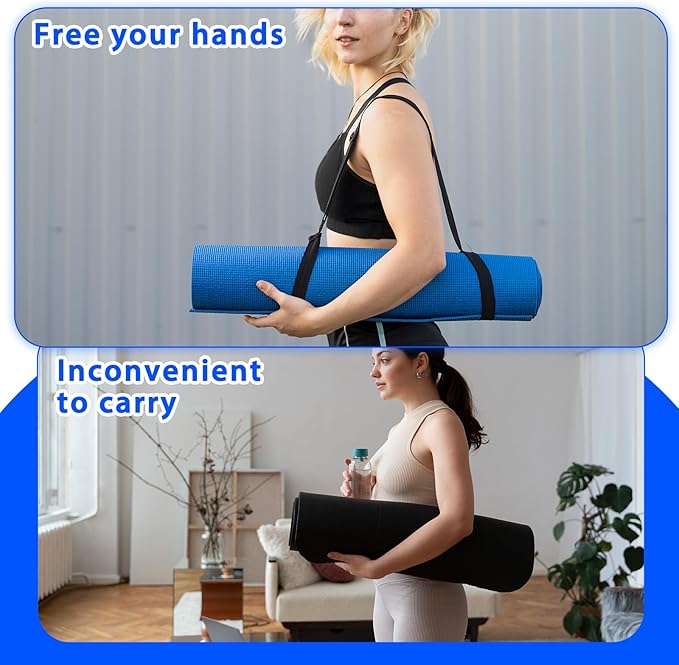 Black Yoga Mat Sling 1 Pcs Multi-purpose Straps Easy-Cinch Yoga Mats Holder Adjustable Strap Hands-Free Easy to Carry for Carrier and Organizing - Mat Not Included-GravixFit