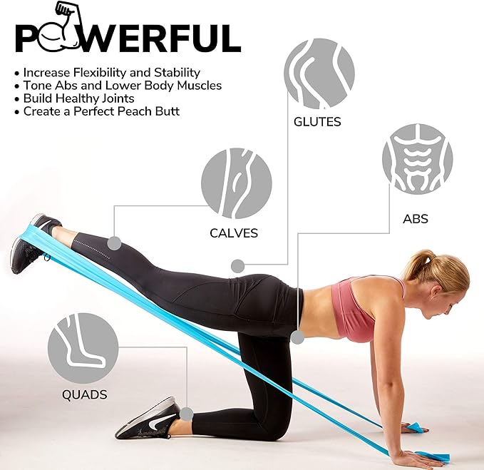 7Ft Long Resistance Bands for Stretching - Resistance Bands Set with Door Anchor - Exercise Bands Including Carry Pouch, E-Book & App - Latex-Free Workout Bands-GravixFit