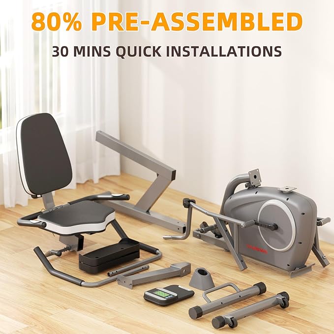 VANSWE Recumbent Exercise Bike for Adults Seniors - Recumbent Bikes for Home with Magnetic Resistance, Bluetooth and App Connectivity, Pulse Sensor-GravixFit