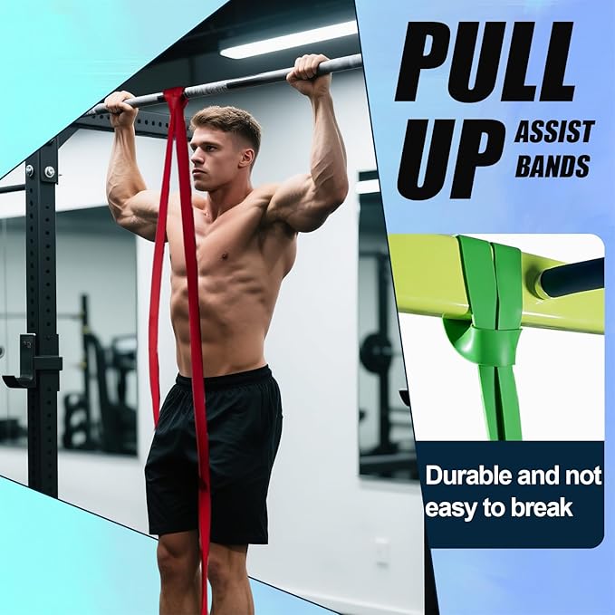LEEKEY Resistance Bands Set for Pull-Up Assistance & Full-Body Training, Multi-Level Exercise Bands with Bag for Home Workouts, Physical Therapy, Strength Training (Men/Women)-GravixFit