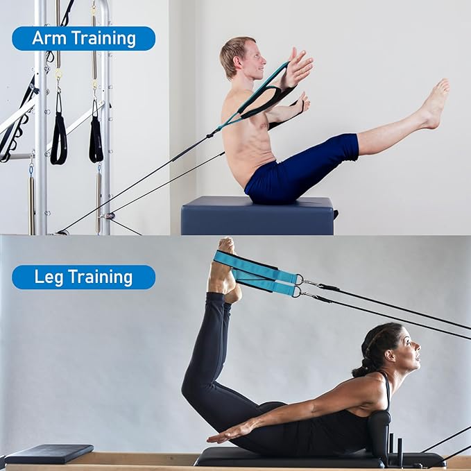 TOBWOLF Pilates Straps - Double Loop D-Ring Straps for Reformer, Padded, Home Gym Workout-GravixFit