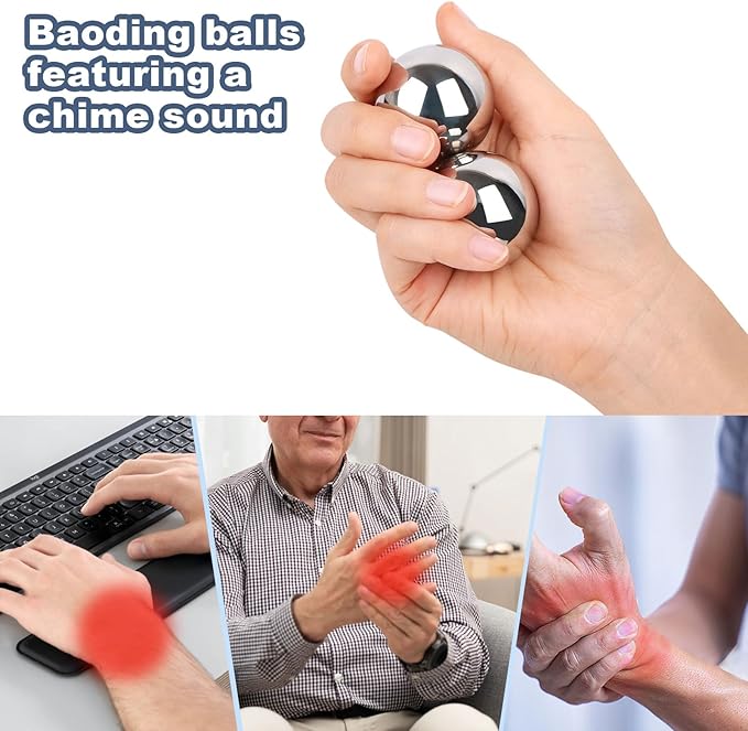 1.5-inch Baoding Balls with Chime: Stainless Steel Baoding Balls, Hand Massage, Meditation Balls — Suitable for Home/Office Exercise, Stress Relief, Anxiety Reduction, and as Holiday Gifts-GravixFit