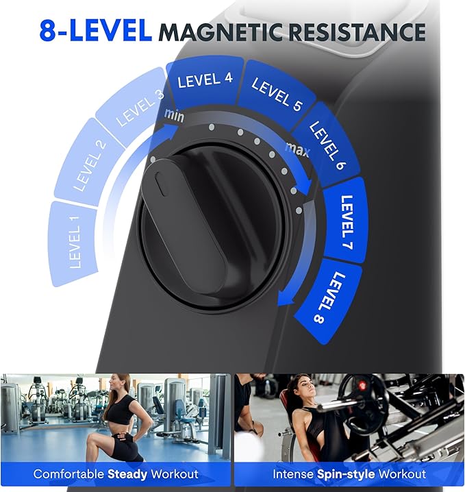 FLEXISPOT Exercise Bike with 2D Desktop, Space Saving Under Desk Bike with Removable Desk, Stationary Bikes Indoor Bikes with 300LBS Heavy Duty 8-Level Resistance Flywheel Optional LCD, V9PRO/V9MAX