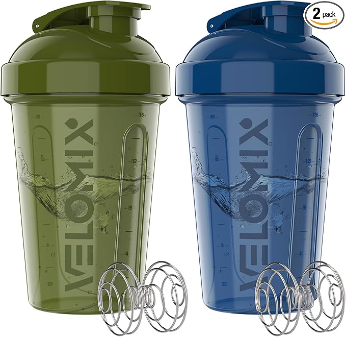 '-2 Pack- 20 oz Protein Shaker Bottles for Protein Mixes - 2x Wire Whisk | Leak Proof Shaker Cups for Protein Shakes and Pre Workout | Protein Shaker Bottle Pack-GravixFit