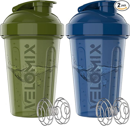 '-2 Pack- 20 oz Protein Shaker Bottles for Protein Mixes - 2x Wire Whisk | Leak Proof Shaker Cups for Protein Shakes and Pre Workout | Protein Shaker Bottle Pack-GravixFit